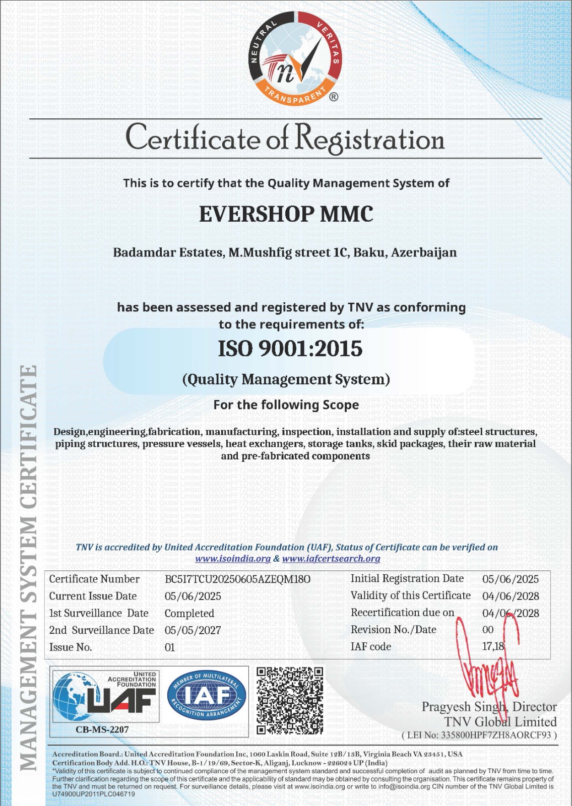 ISO 9001 Sertifikatı