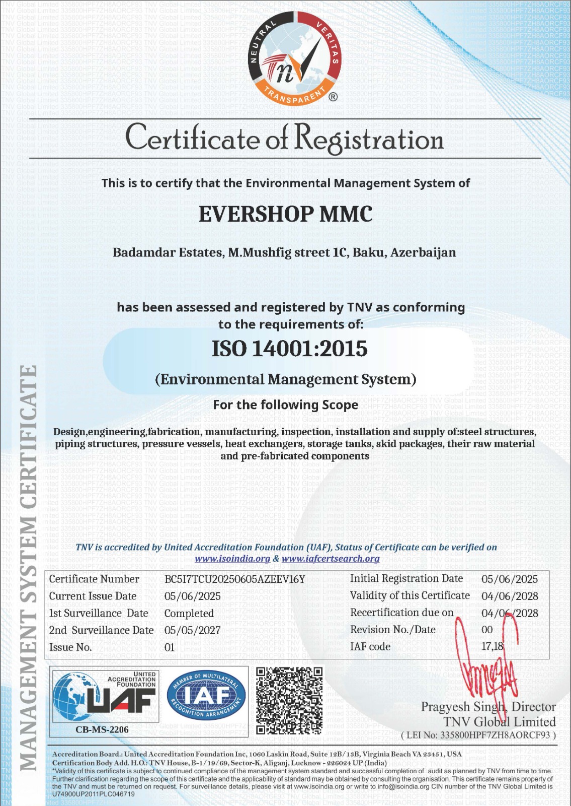 ISO 14001 Sertifikatı